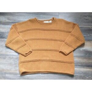Vintage PK Eliot Women's Textured Sweater Size Medium Orange Tinted Brown